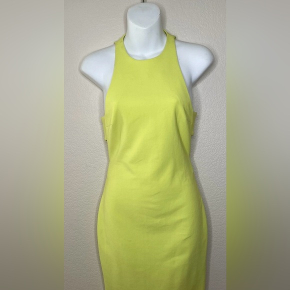 Elizabeth and James Oriana Side Cutout Neon Yellow Green Mini Dress in SIze 12